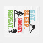 Eat Sleep Ice Hockey Wiederholung Fleecedecke (Vorderseite (Horizontal))