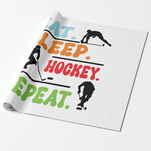 Eat Sleep Ice Hockey Wiederholung Geschenkpapier (Ungerollt)