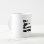 Eat Sleep iRacing Wiederholung Kaffeetasse (Vorderseite Links)
