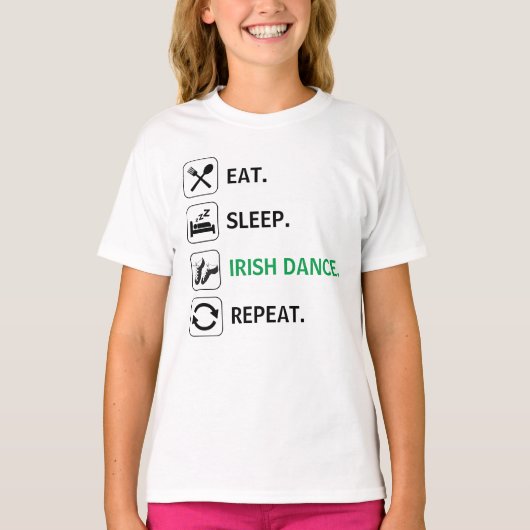 Eat, Sleep, Irish Dance, Repeat, Soft Shoes Funny T-Shirt (Vorderseite)