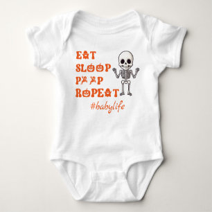 Eat Sleep Kack Repea Niedlich Oktober Neugeborene Baby Strampler