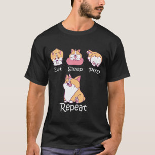 Eat Sleep Kack Wiederholen Niedlichen Hund Corgi L T-Shirt