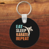 Eat Sleep Karate Repeat Funny Retro Karate Lover M Schlüsselanhänger (Vorderseite)