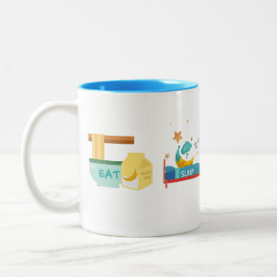 EAT SLEEP KDRAMA WIEDERHOLEN ZWEIFARBIGE TASSE