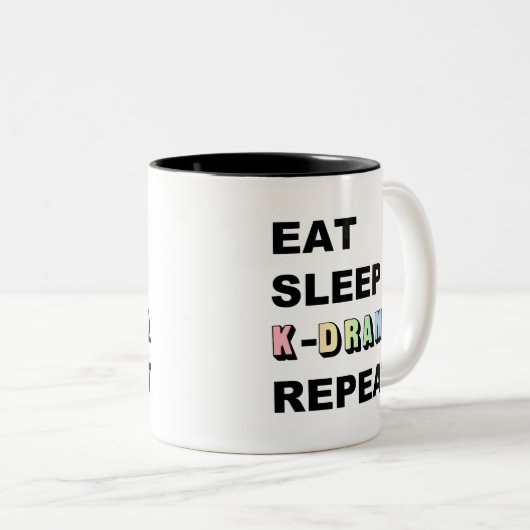 Eat Sleep Kdrama Wiederholung Zweifarbige Tasse (VorderseiteRechts)