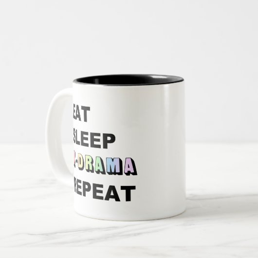 Eat Sleep Kdrama Wiederholung Zweifarbige Tasse (Vorderseite Links)