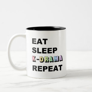 Eat Sleep Kdrama Wiederholung Zweifarbige Tasse