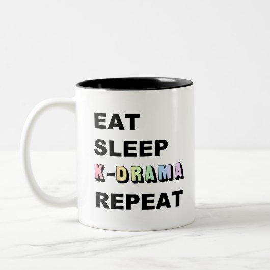 Eat Sleep Kdrama Wiederholung Zweifarbige Tasse (Links)