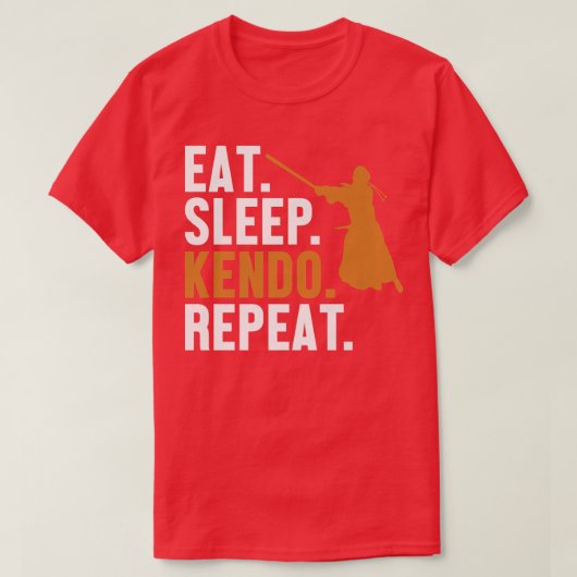Eat Sleep Kendo Wiederholung Kata Kenjusu Shinai S T-Shirt (Design vorne)