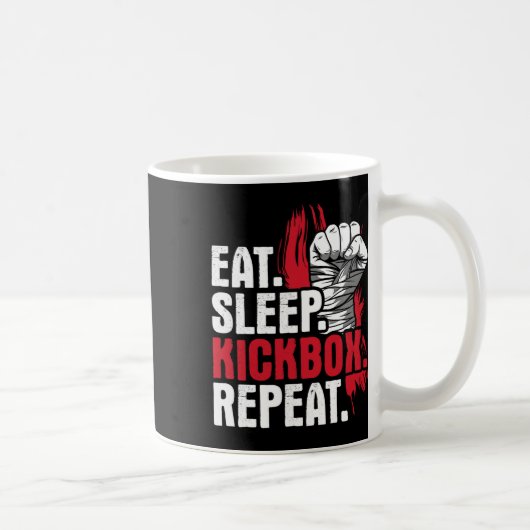 Eat Sleep Kickbox Repeat - Kickboxen Martial Arts Kaffeetasse (Rechts)