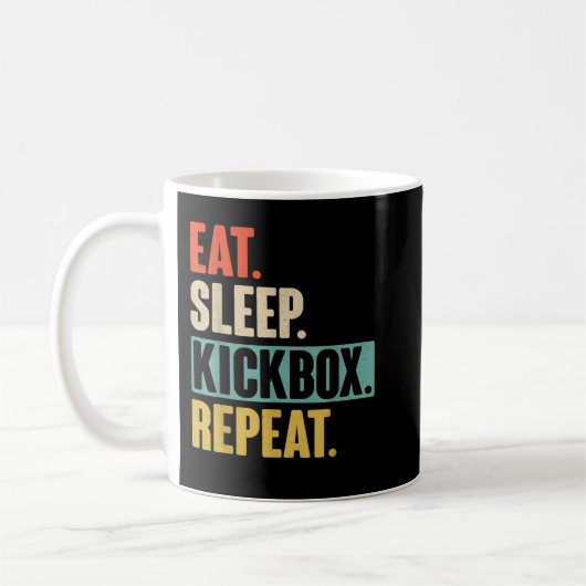 Eat Sleep Kickbox Repeat - Retro Vintage Kickboxin Kaffeetasse (Links)