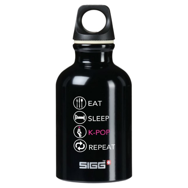 Eat Sleep Kpop Repeat Aluminiumwasserflasche (Vorderseite)