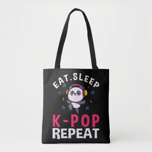 Eat Sleep KPop Wiederholung Kawaii Panda Tasche (Vorderseite)
