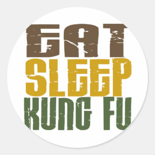 Eat Sleep Kung Fu 1 Runder Aufkleber