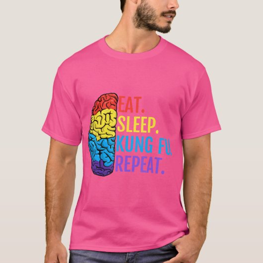Eat Sleep Kung Fu Repeat Funny Funny T-Shirt (Vorderseite)
