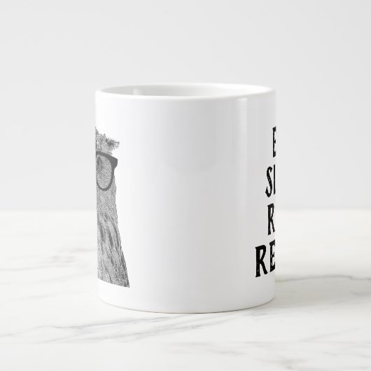 Eat sleep lesen wiederholen lustige Eule Kaffee Ta Jumbo-Tasse (Vorderseite)