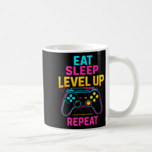 Eat Sleep Level Up Wiederholen Gamer Funny Video G Kaffeetasse