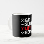 Eat Sleep Lift Wiederholung Kaffeetasse (Vorderseite Links)