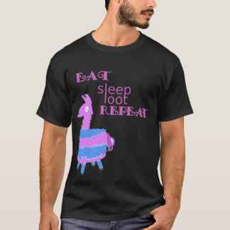 Eat Sleep Loot Wiederholung Llama Tshirt Geburtsta