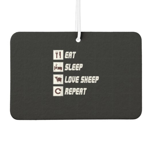 Eat sleep love sheep repeat Funny Quotes Gift Autolufterfrischer (Vorderseite)