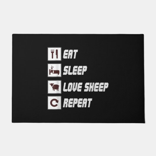 Eat sleep love sheep repeat Funny Quotes Gift Fußmatte (Vorderseite)