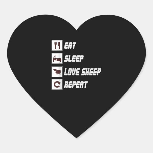 Eat sleep love sheep repeat Funny Quotes Gift Herz-Aufkleber (Vorderseite)