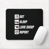 Eat sleep love sheep repeat Funny Quotes Gift Mousepad (Mit Mouse)