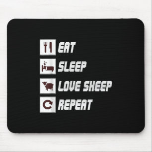 Eat sleep love sheep repeat Funny Quotes Gift Mousepad