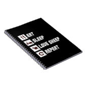 Eat sleep love sheep repeat Funny Quotes Gift Notizblock (Rechte Seite)