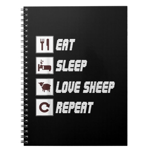 Eat sleep love sheep repeat Funny Quotes Gift Notizblock (Vorderseite)