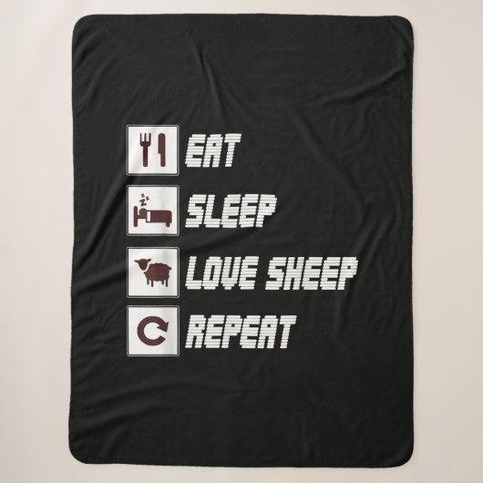 Eat sleep love sheep repeat Funny Quotes Gift Sherpadecke (Vorderseite)