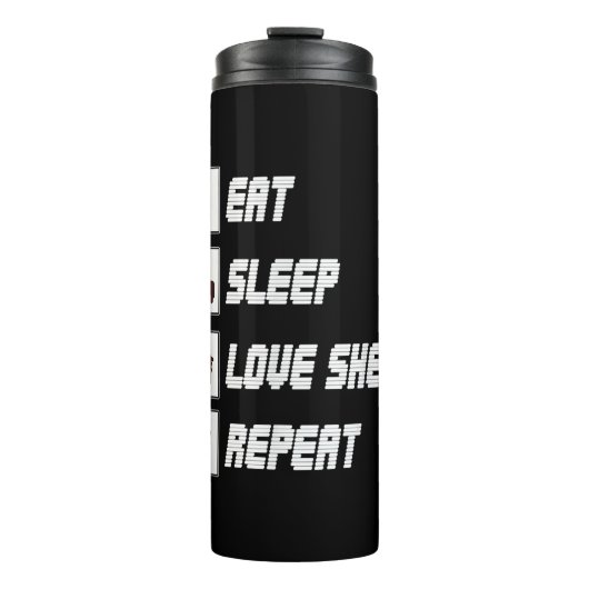 Eat sleep love sheep repeat Funny Quotes Gift Thermosbecher (Vorderseite)