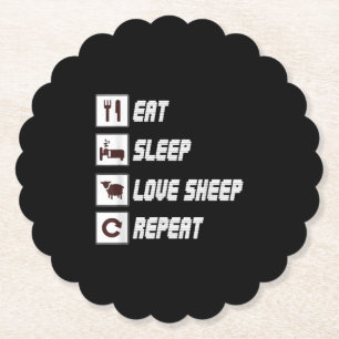 Eat sleep love sheep repeat Funny Quotes Gift Untersetzer