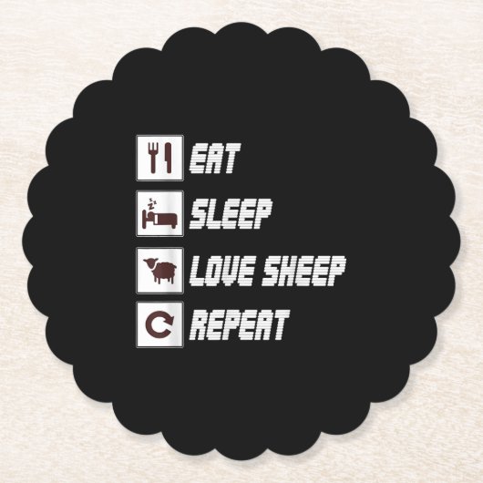 Eat sleep love sheep repeat Funny Quotes Gift Untersetzer (Vorderseite)