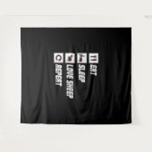 Eat sleep love sheep repeat Funny Quotes Gift Wandteppich (Vorderseite (Horizontal))