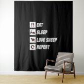 Eat sleep love sheep repeat Funny Quotes Gift Wandteppich (Beispiel)