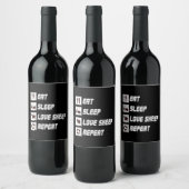 Eat sleep love sheep repeat Funny Quotes Gift Weinetikett (Flaschen)