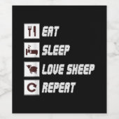 Eat sleep love sheep repeat Funny Quotes Gift Weinetikett (Einzelnes Label)
