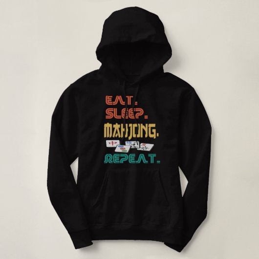 Eat Sleep Mahjong Repeat Fun Chinesisch Jüdische T Hoodie (Design vorne)