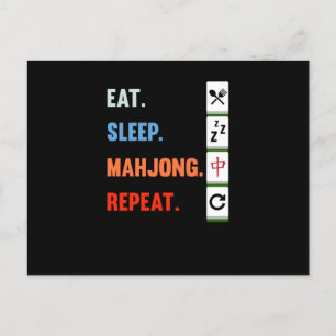 Eat Sleep Mahjong Wiederholen Mahjong Game Player  Ankündigungspostkarte
