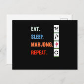 Eat Sleep Mahjong Wiederholen Mahjong Game Player Ankündigungspostkarte (Vorne/Hinten)