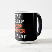 "EAT, SLEEP..." Morphing Kaffee Tasse (VorderseiteRechts)