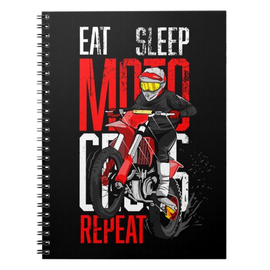 Eat Sleep Motocross Wiederholung Funny Geschenk fü Notizblock (Vorderseite)