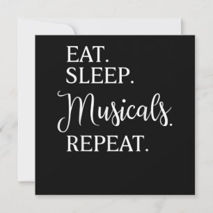 Eat Sleep Musicals wiederholen Feiertagskarte