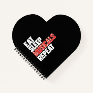 Eat Sleep Musicals Wiederholung Broadway Schauspie Notizblock