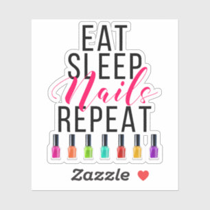 Eat Sleep Nails Wiederholen Bright Rainbow Nail Po Aufkleber