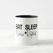 Eat Sleep Nails Wiederholung, Nail Tech Tasse (Zentrum)