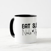 Eat Sleep Nails Wiederholung, Nail Tech Tasse (Vorderseite Links)