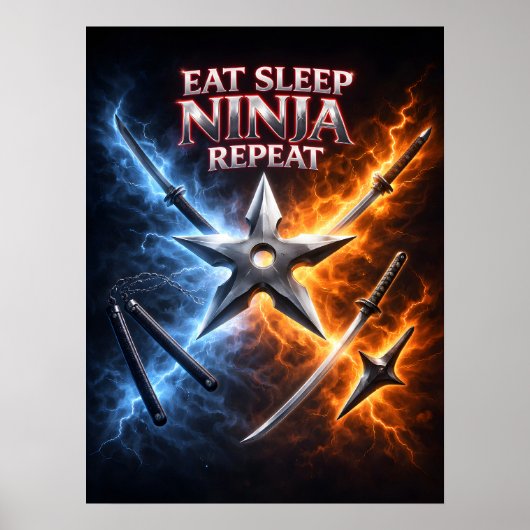 Eat Sleep Ninja Flamme Poster (Vorne)