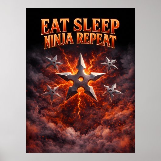 Eat Sleep Ninja Repeat Kunst Poster (Vorne)